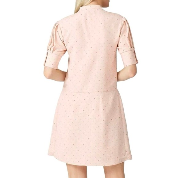 DEBORAH LYONS Pale Pink Anita Polka Dot Button-Front Dress - Sz 12 - Picture 2 of 6